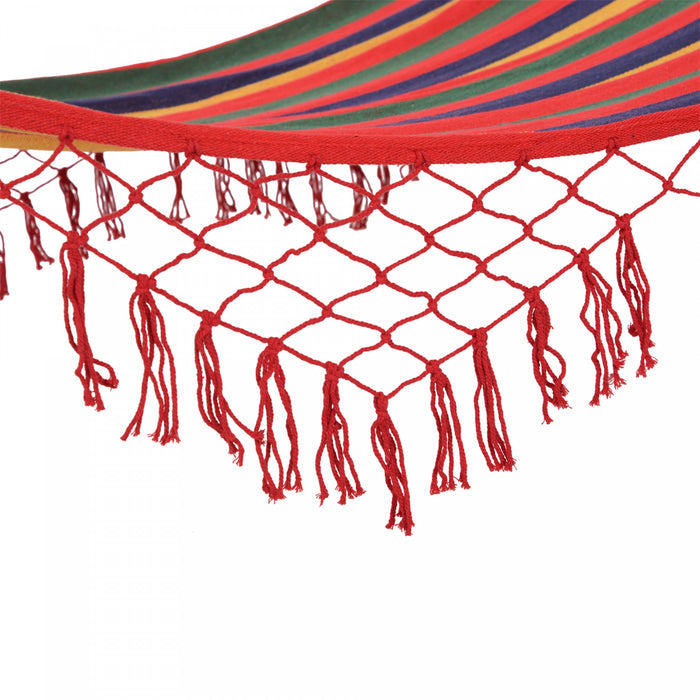 Outsunny Patio Outdoor Hammock, Brazilian Hammock Portable Hammock Load Capacity Up To 264 Lbs For Backyard, Porch, Outdoor And Indoor Use Red Stripe
