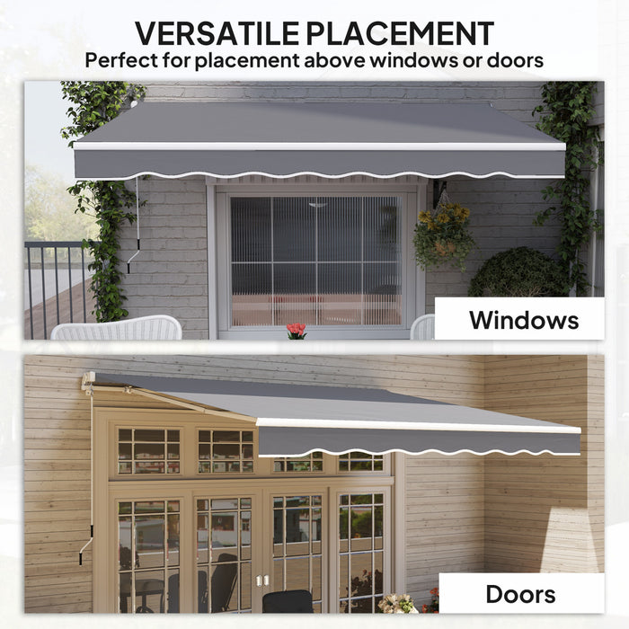 8' x 7' Retractable Awning, Patio Awnings, Sunshade Shelter, Dark Grey