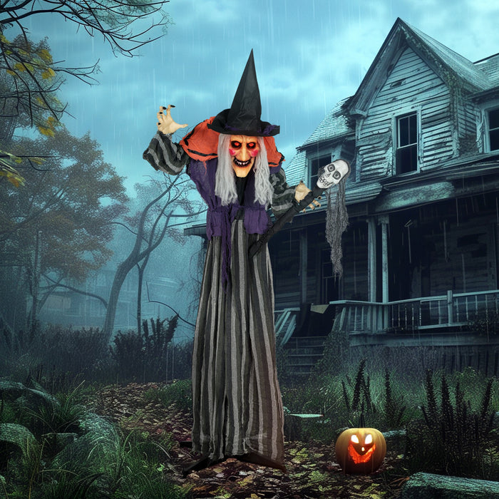 Outsunny Animated Halloween Decoration, Animatronics Witch, Orange