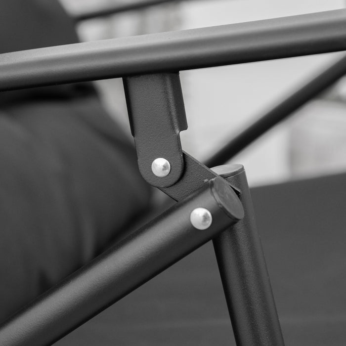 Foldable Lounge Chair, Fabric Upholstered Recliner With Armrest, Black