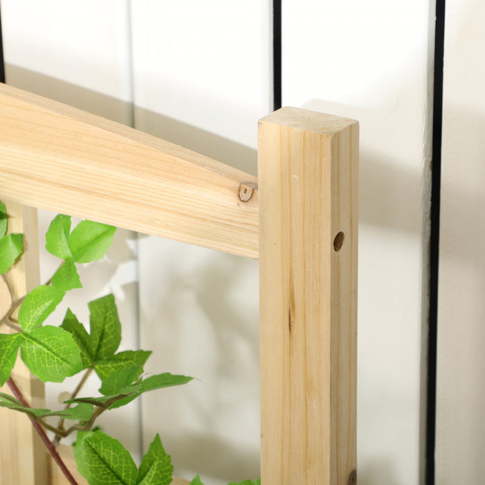 Outsunny Large Raised Garden Bed With Trellis For Climbing Plants, 47 Inch Wooden Box Planters For Outdoor Plants, Vegetables, Flowers, Herbs, Easy Assembly, Natural Tone