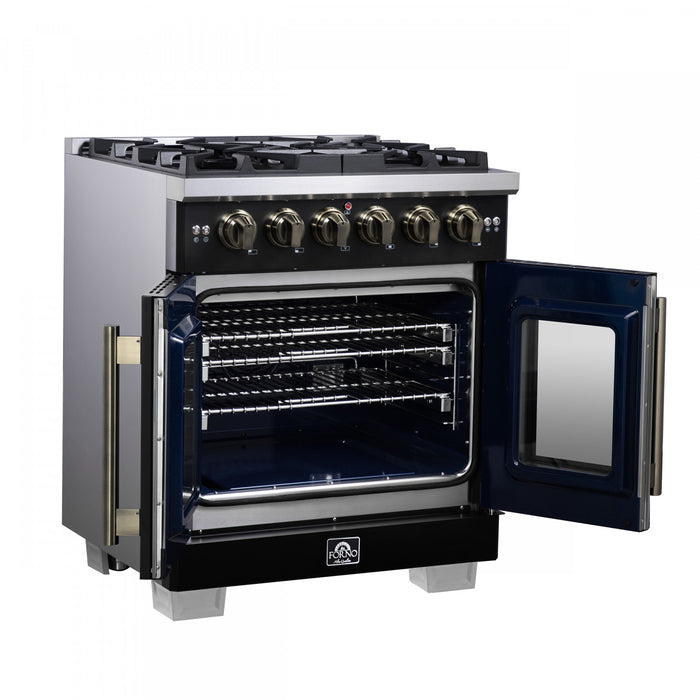 Forno Capriasca 30\" Black Gas Range 4.32 cu.ft -FFSGS6460-30BLK