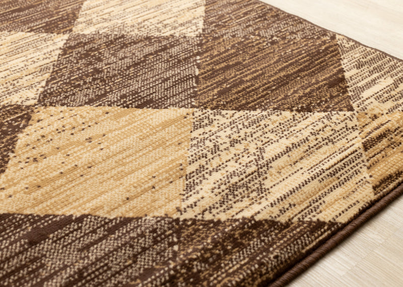 Florence Brown Beige Distressed Diamond Pattern Rug, 7'9\" x 10'6\" Indoor Area Rug