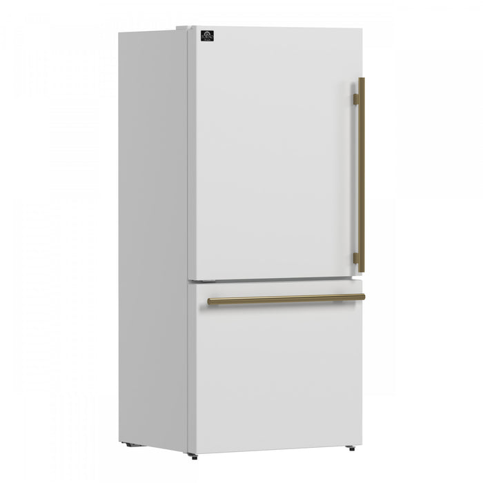 Forno Milano Espresso 31 Inch Bottom Freezer, White, 17.2 cu.ft. - FFFFD1786-31WHT
