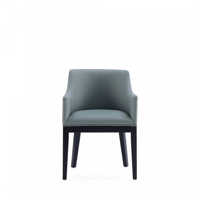 Gansevoort Modern Wood Vegan Leather Armchair in Pewter - Set of 2