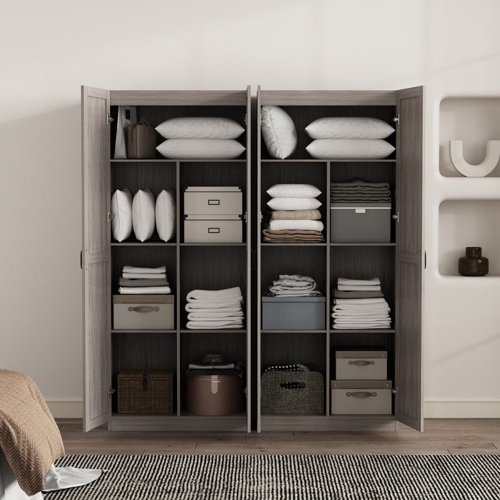 Cornelia Modern 30\" Storage Cabinet in Gray (7-Shelf) - Set of 2 Bookcase