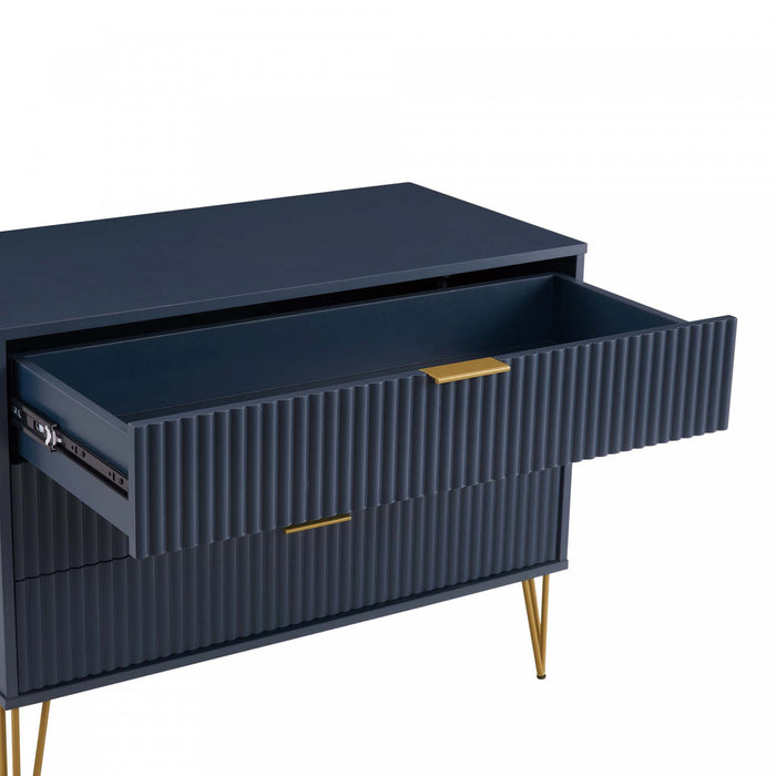 Dumbo Modern 35\" Fluted Dresser in Midnight Blue (3-Drawer)