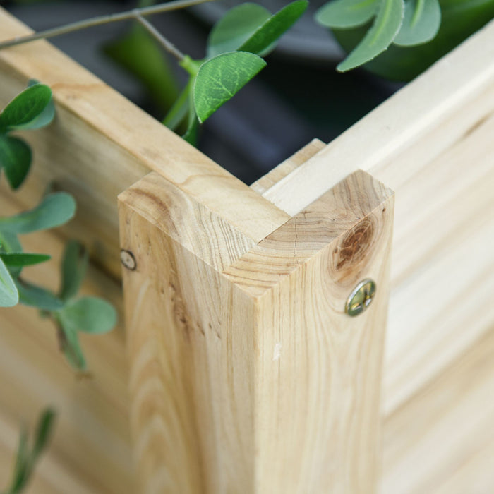 Outsunny Wooden Raised Garden Bed Planter W/storage Shelf, Natural Wood