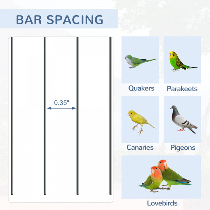 Pawhut 44.5\"h Metal Bird Cage Parrot Play Spot Stand W/ Wheel Storage Shelf Multi-doors Black