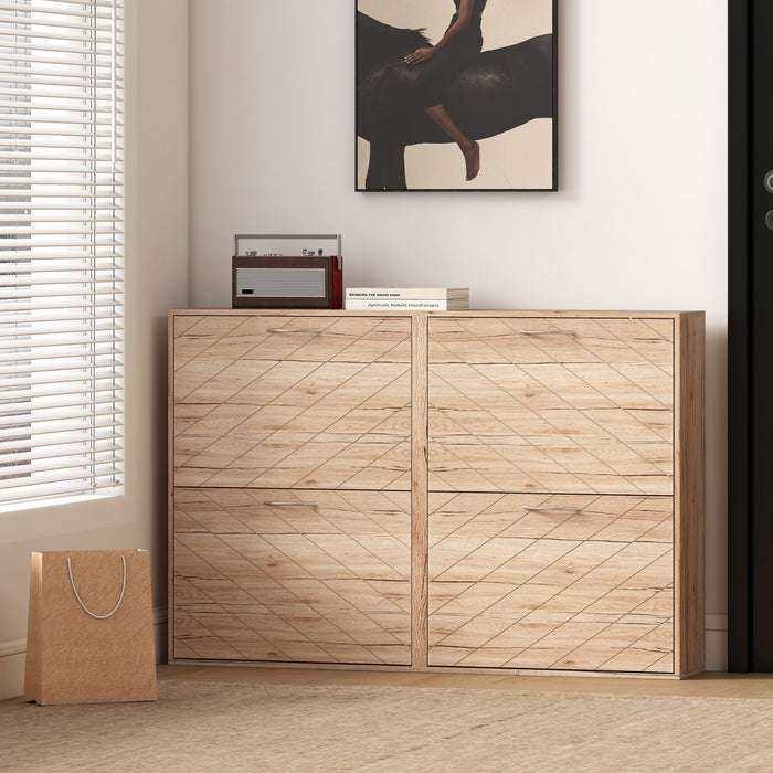 HOMCOM Slim Shoe Cabinet with 4 Flip Drawers for 12-20 Pair of Shoes