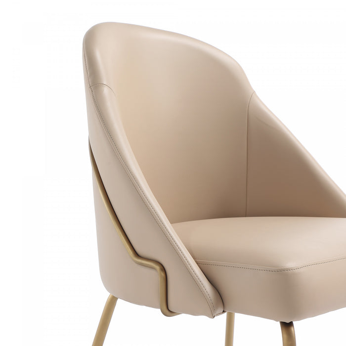 Gracie Modern Vegan Leather Metal Dining Chair in Tan and Gold - Set of 4