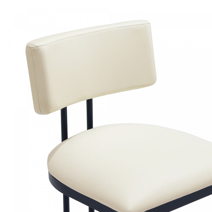 Juno Contemporary Modern Vegan Leather Metal Counter Stool in Ivory