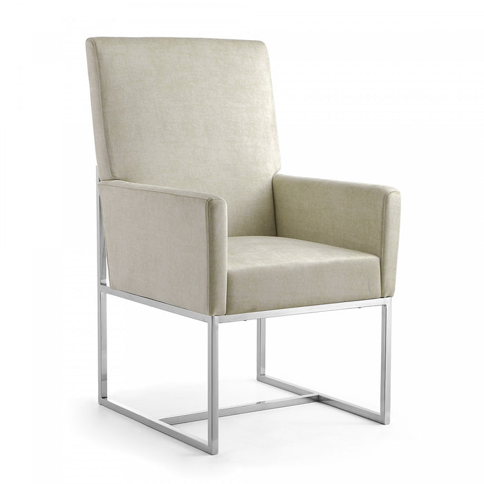 Element Modern Velvet Metal Dining Chair in Champagne - Set of 2