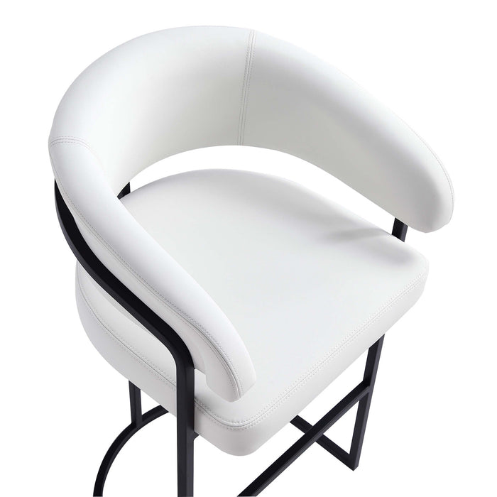 Augusta Modern Metal Upholstered Barstool in White - Set of 3