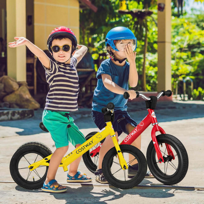 Costway 12 Inch Toddler Balance Bike No Pedal Training Bicycle With Inflatable Rubber Tires Red