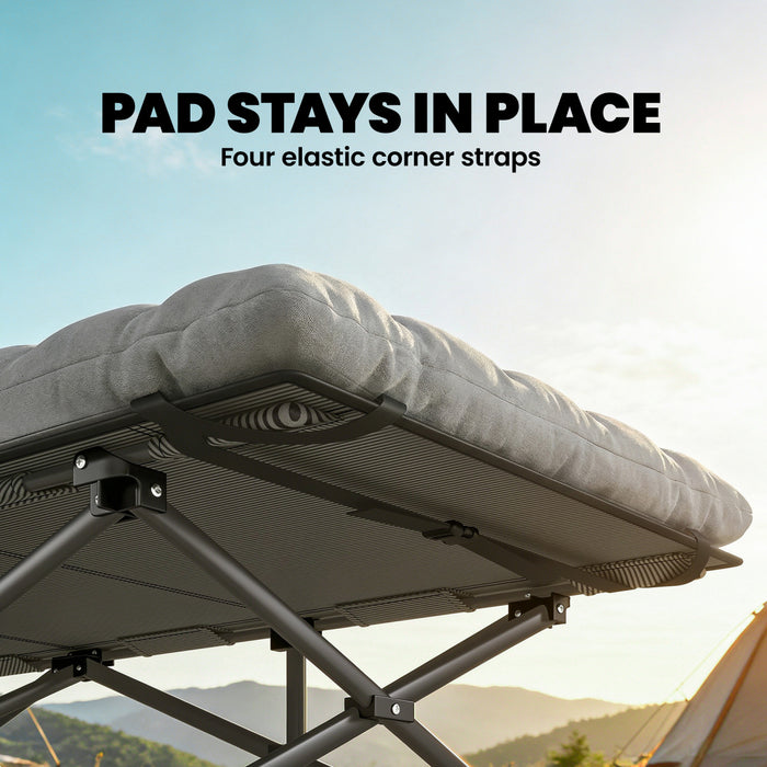 Outsunny Camping Cot with Pad, 32\" Extra Wide Folding Cots, Grey