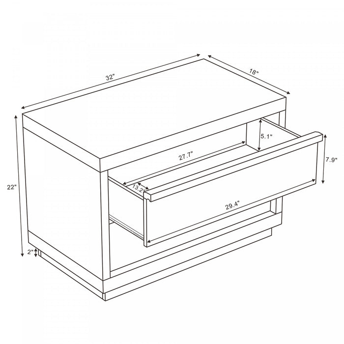Navis Contemporary 32\" Nightstand in Whitewashed Oak (2-Drawer)
