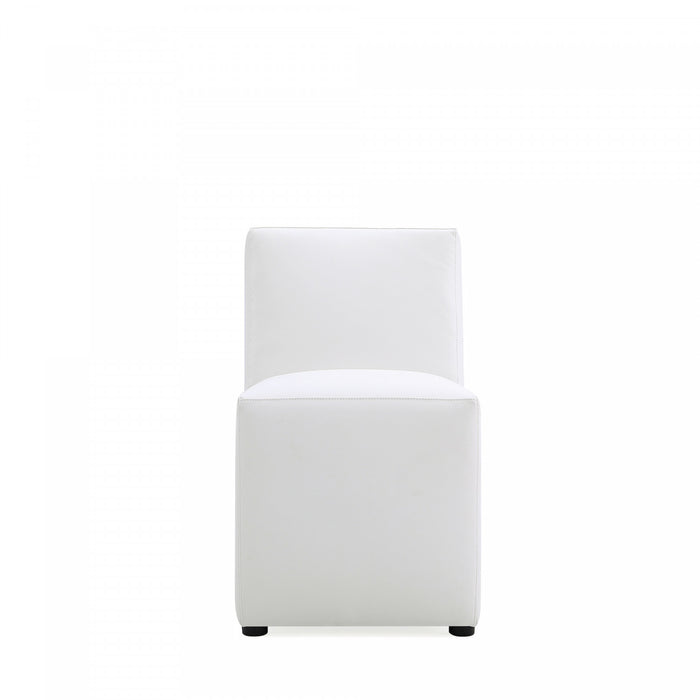 Anna Square Modern Vegan Leather Dining Chair in White - Set of 2