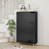 HOMCOM Narrow Shoe Cabinet with 3 Flip Doors and Adjustable Shelves, Black