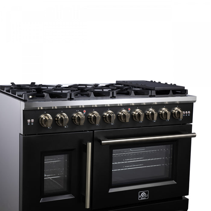 Forno Capriasca 48\" Black Gas Range 6.58 cu.ft -FFSGS6460-48BLK