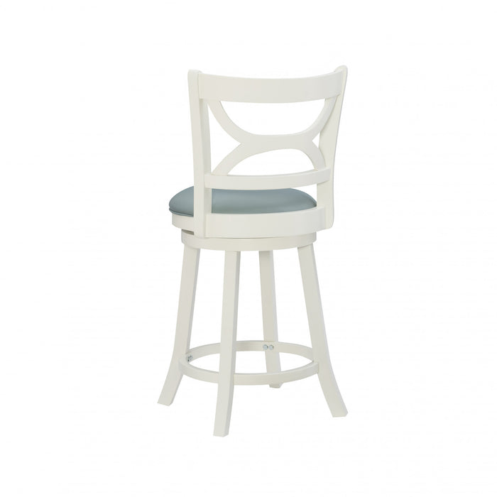 Sawyer Faux Leather Counter-Height Stool - Cream and Blue