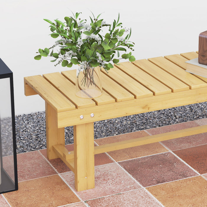 Outsunny 43.25\" Outdoor Wood Garden Bench Double Seat Natural