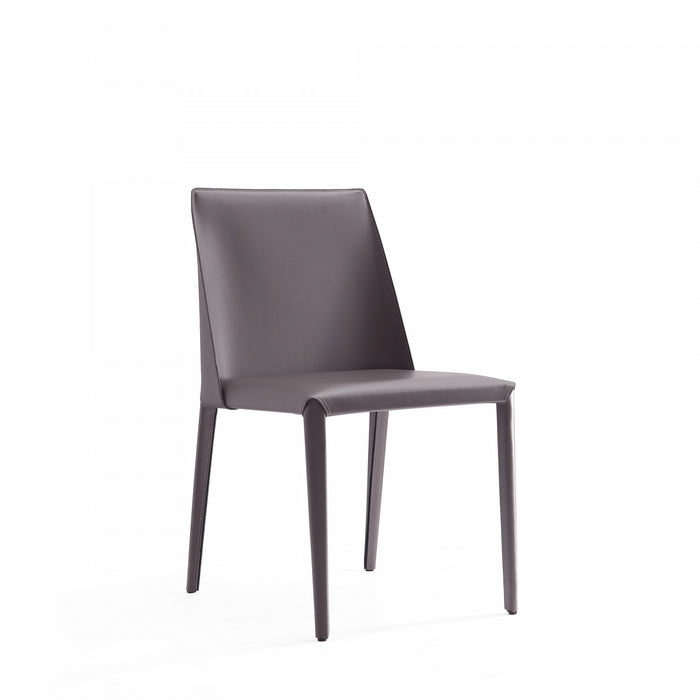 Paris Modern Vegan Leather Dining Chair in Gray - Set of 4