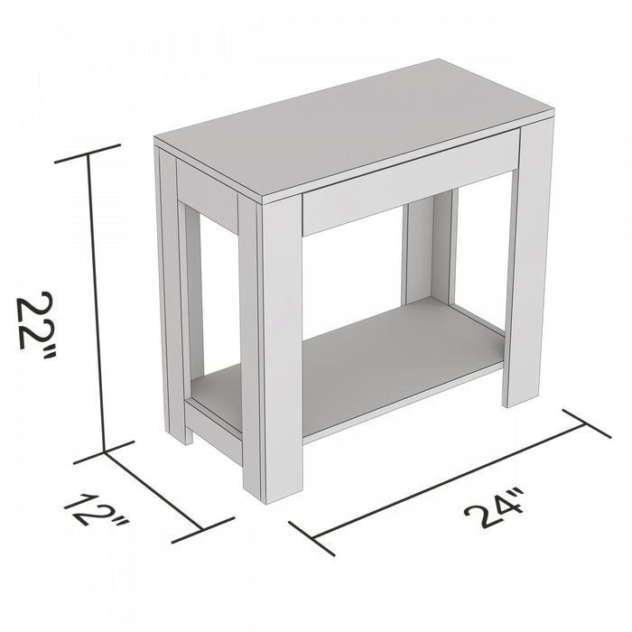 24” Classic Narrow Accent Table With Hidden Storage & Lower Shelf - Dark Grey 