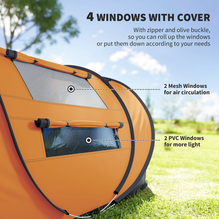 Outsunny 4 Person Camping Tent Automatic Pop Up Tent with Carry Bag Doors