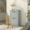 HOMCOM Narrow Shoe Cabinet for Entryway with Flip Drawers Adjustable Shelf