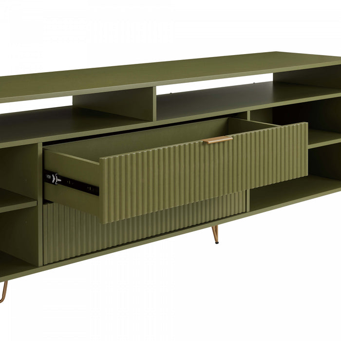 Dumbo Modern 85\" Fluted TV Stand in Olive Green