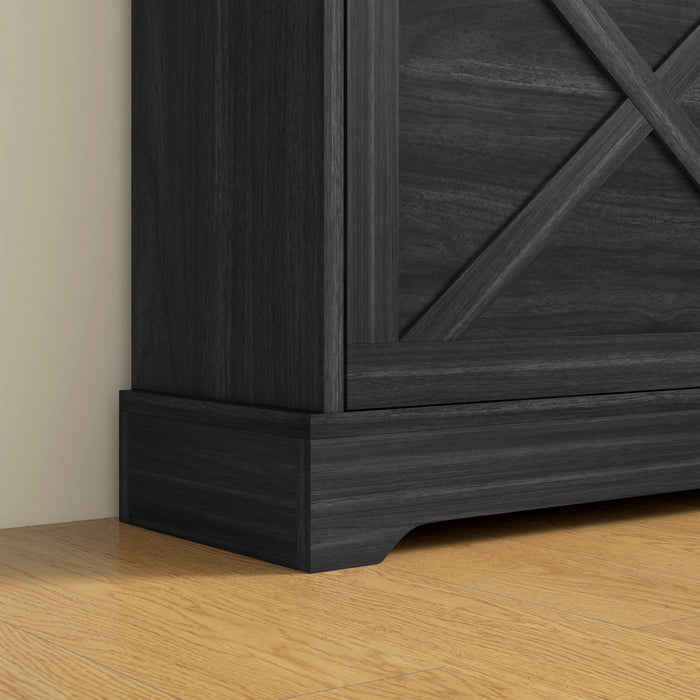 HOMCOM Farmhouse Slim Shoe Cabinet with 2 Flip Drawers Adjustable Shelves