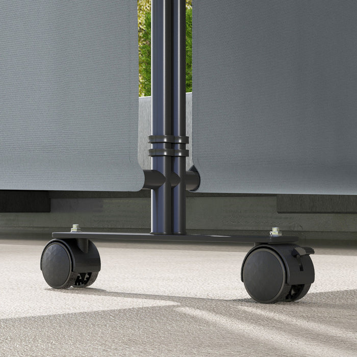 Outsunny Room Divider With Wheels, 6ft Folding Privacy Screen, Dark Grey