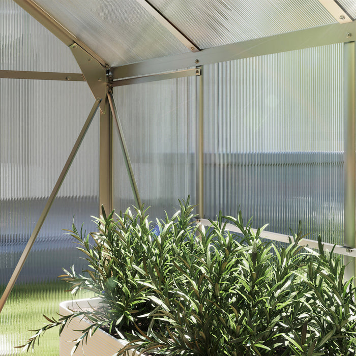 Outsunny Greenhouse, Walk-in Hot House, Clear Pc Board With Sliding Door