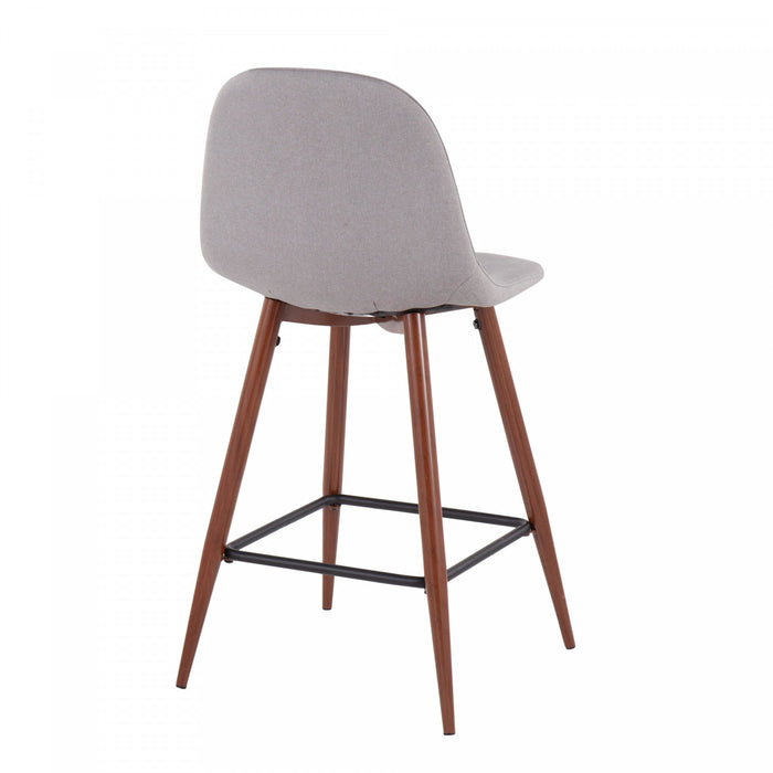 LumiSource Pebble Light Grey Fabric Mid-Century Modern Counter-Height Stool - Set of 2