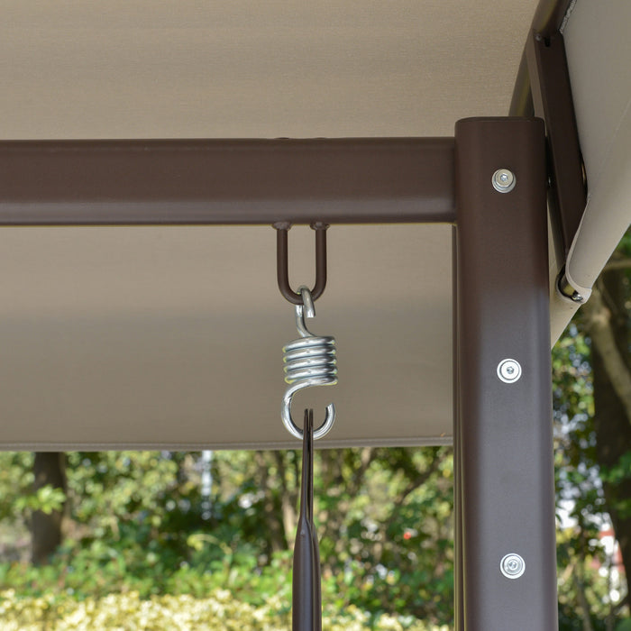 Outsunny 3 Seater Porch Swing Heavy Duty Outdoor Swing Chair Outdoor Lounge Hammock Cushioned Seat W/ Tilt Canopy, Light Grey