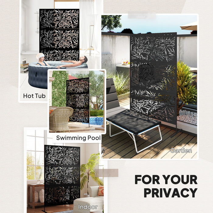 Outsunny Metal Outdoor Privacy Screen, Freestanding Outdoor Divider