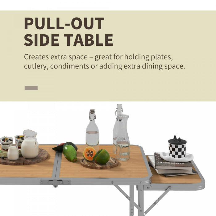 Outsunny 3ft Picnic Table with Slide Shelf Portable Aluminum Folding Table