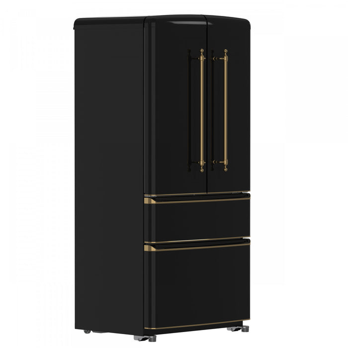 Forno Luigi 33 Inch Black French Door Refrigerator, 18 cu.ft. - FFFFD1791-33BLK