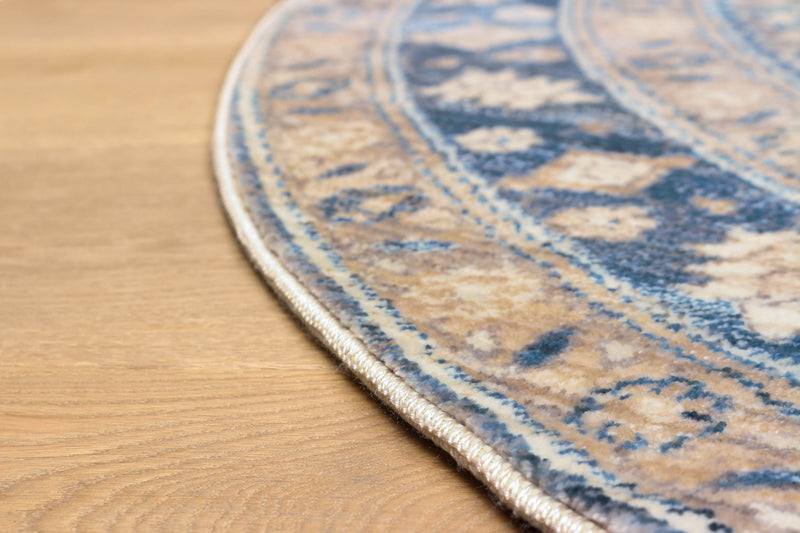 Lucia Traditional 5'0\" x 5'0\" Area Rug in Blue Indoor Area Rug