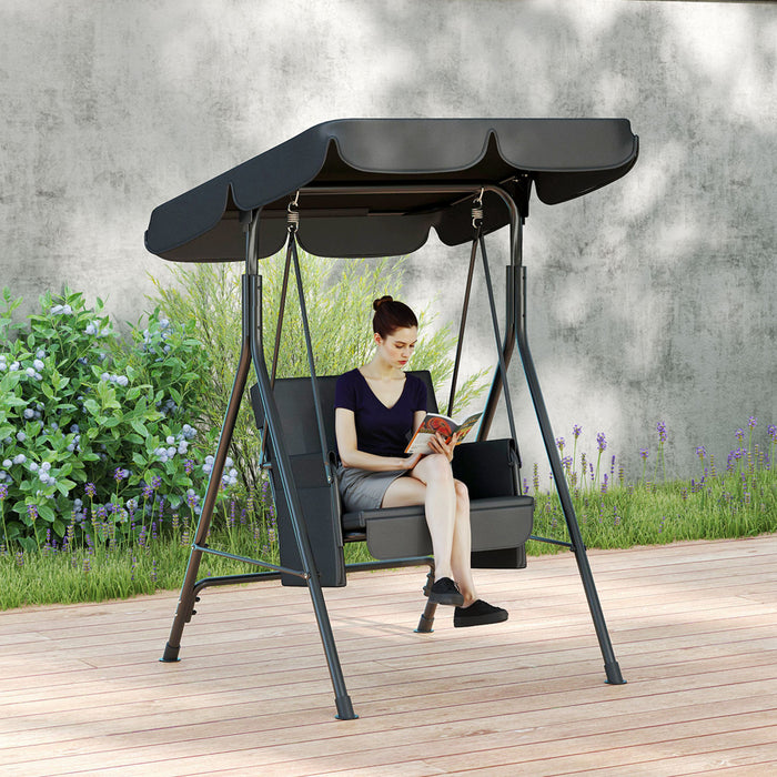 Outsunny 1-seat Patio Swing Chair With Adjustable Canopy And Cushions