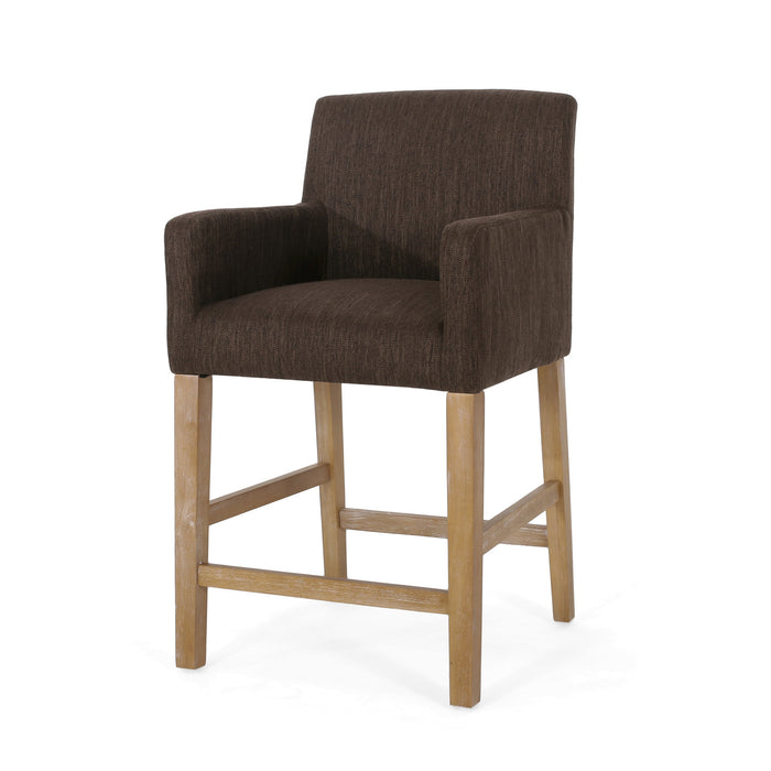 Gabrielle 26\" Seat Height Counter Stool With Upholstered Fabric And Solid Wood Legs,brown