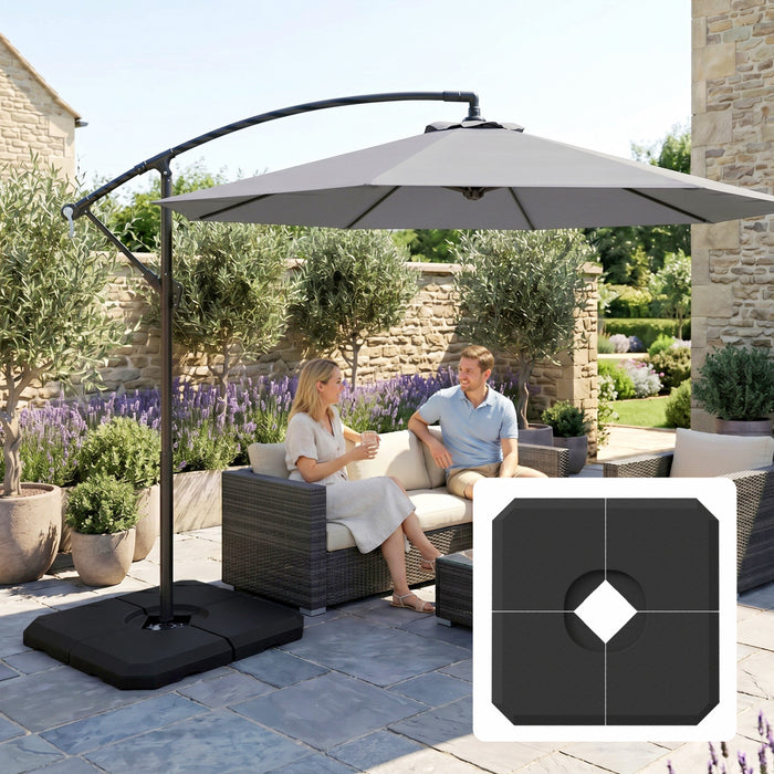 Outsunny 4 Pieces Umbrella Base Parasol Stand Black