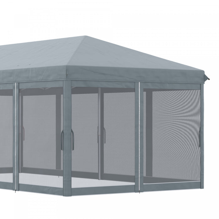 Outsunny 10'x20' Pop Up Canopy Tent With 6 Removable Mesh Sidewalls Gray