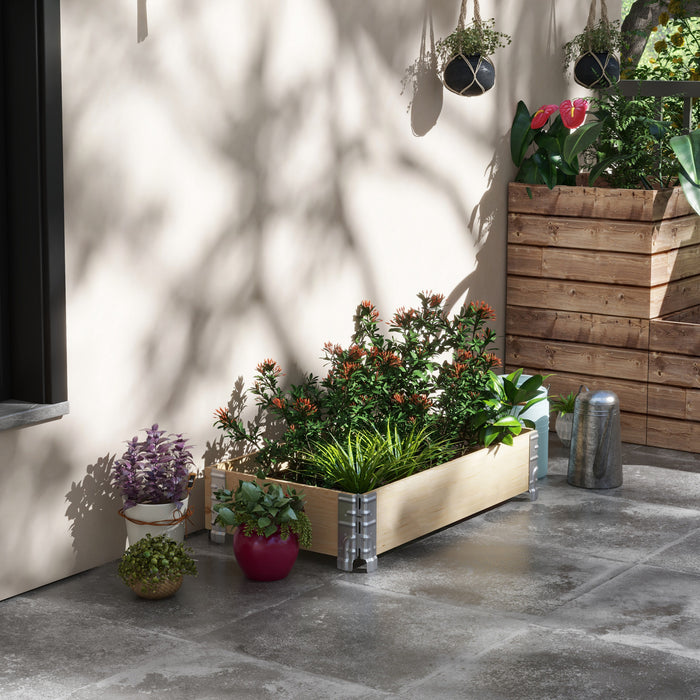 Outsunny Foldable Wooden Raised Garden Bed With Open Bottom