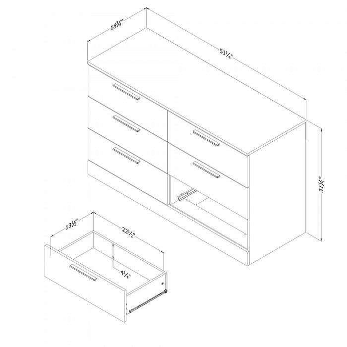 Step One Essential 6-drawer Dresser - Bleached Oak 