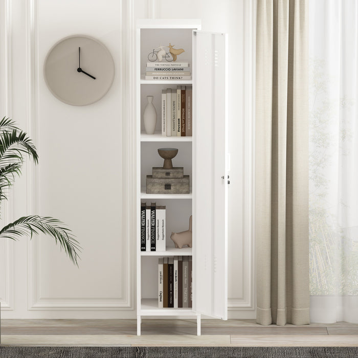 Naomi Modern 15\" Metal Storage Cabinet in White Armoire