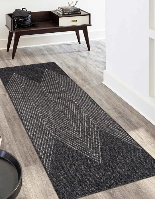 Raven Contemporary 2'0\" x 6'0\" Runner Rug in Grey Indoor Area Rug
