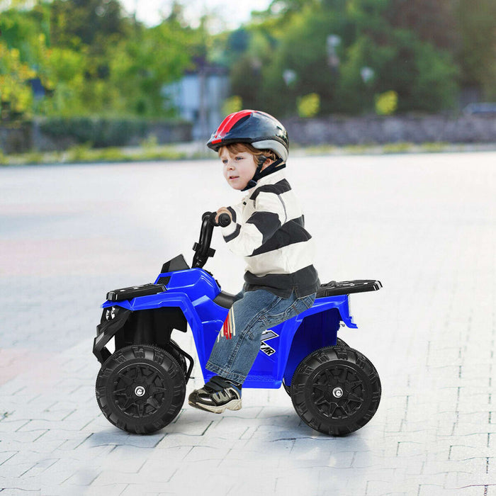 6v Battery Powered Kids Ride On Atv 4-wheeler Quad W/ Mp3 & Led Headlight Blue