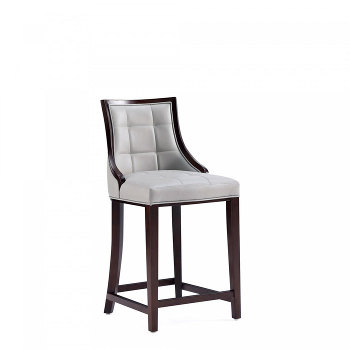 Fifth Avenue Traditional Wood Upholstered Counter Stool in Light Gray - Set of 2